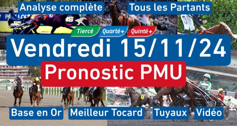 Pronostic PMU Bases et Tocard Quinté du Vendredi 15 11 24