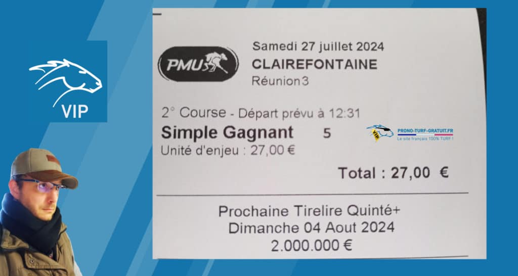 le cheval du jour vip est encore une fois gagnant