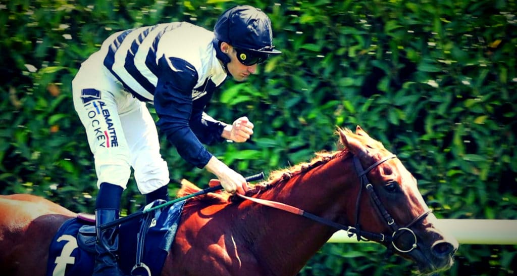 Ramatuelle la pouliche de Tony Parker avec son jockey Aurélien Lemaitre