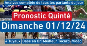 Pronostic PMU pour le quinté du Dimanche 1 décembre 2024