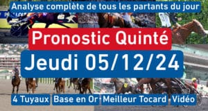 Pronostic PMU pour le quinté du Jeudi 5 décembre 2024