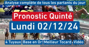 Pronostic PMU pour le quinté du Lundi 2 décembre 2024