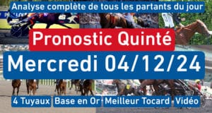 Pronostic PMU pour le quinté du Mercredi 4 décembre 2024