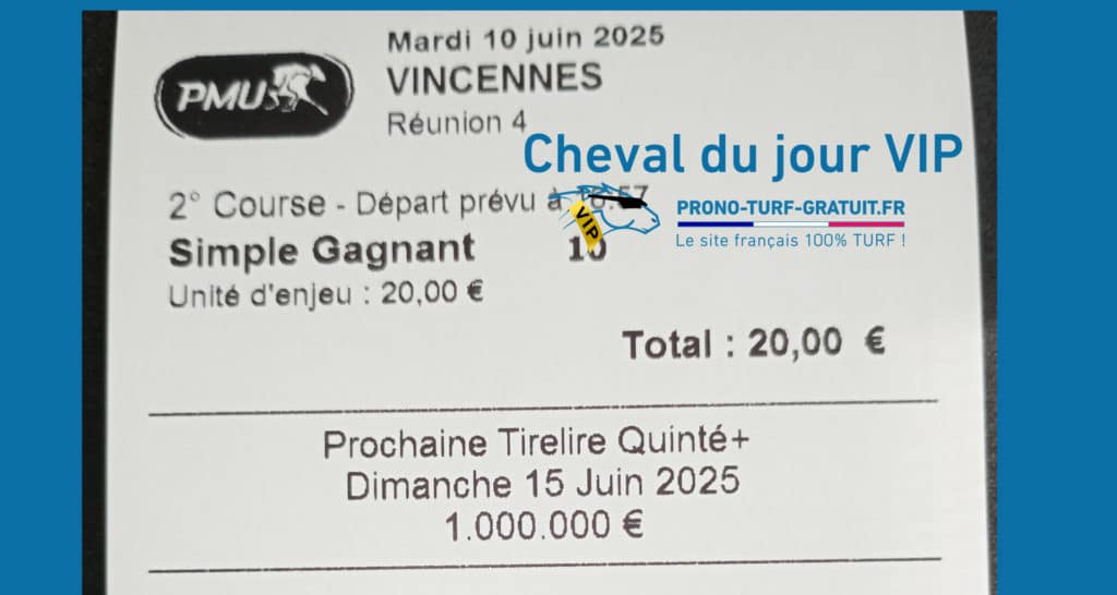 Cheval du jour VIP : encore un joli coup gagnant ! Cheval du jour VIP : encore un joli coup gagnant !